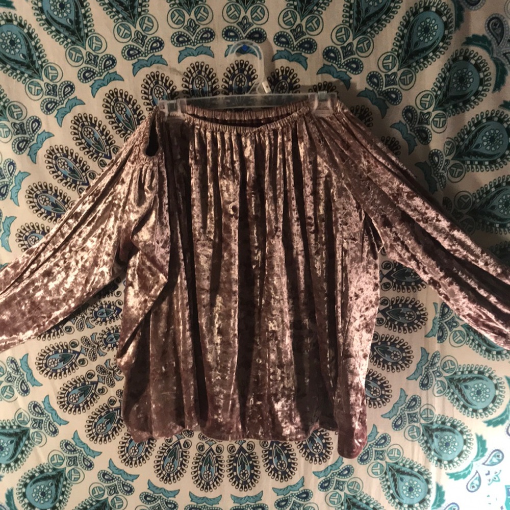 Pink velvet off the shoulder top
